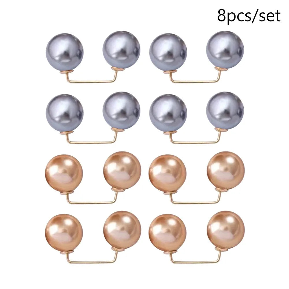 3/6/8PCS Double Head Pin Pearl Brooch Adjustable Collar Clip DIY Sewing Waist Fastening Pins Non-Slip Multi-Purpose Oasis Select Style 7