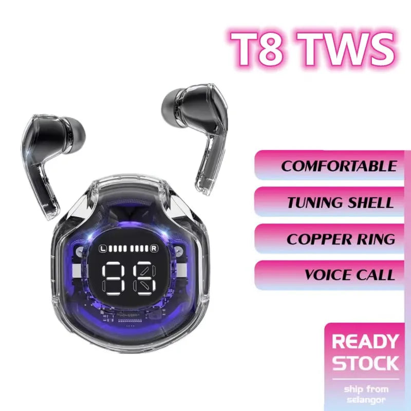 NEW T8 TWS Wireless Earphone Bluetooth 5.3 Headphones Sport Gaming Headsets Oasis Select