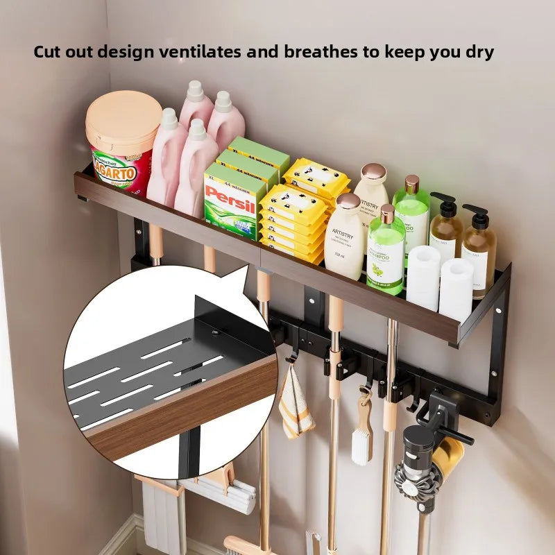 Wall-mounted broom, broom storage rack, cleaning tool rack, hook, mop finishing rack, placement rack Oasis Select