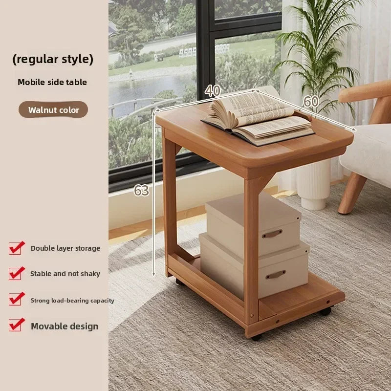 Multi-functional Coffee table removable flip mini sofa side table storage rack bedroom bedside table with wheels Oasis Select CG-HT-60CM