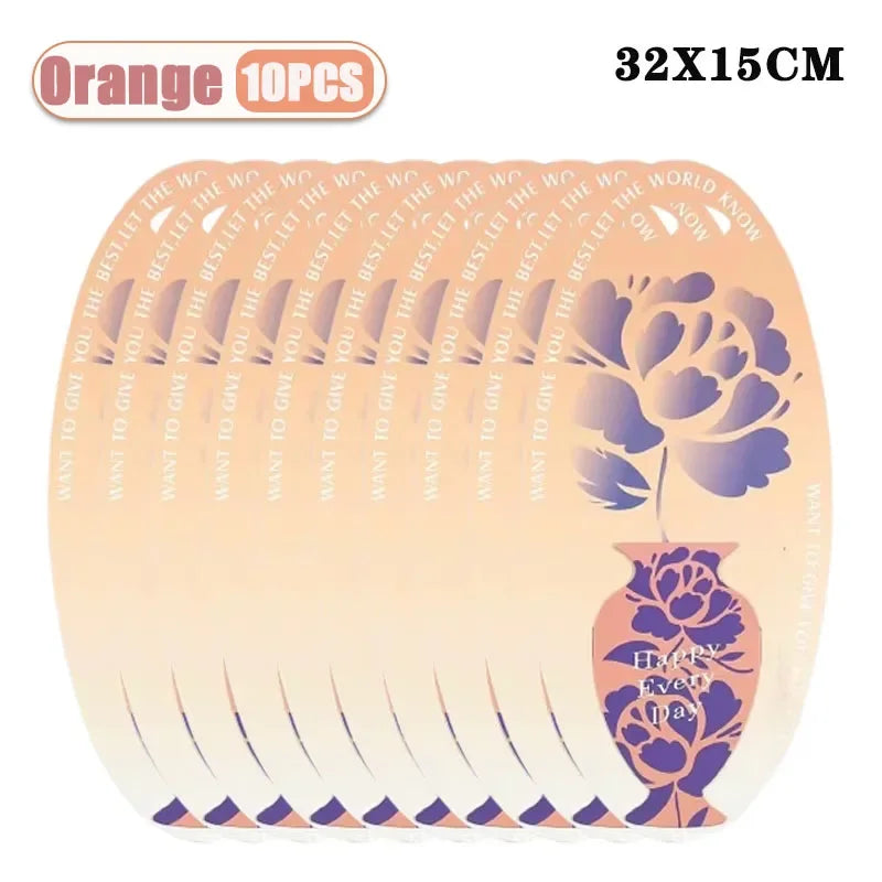 Simple Elegant Valentine Flower Bouquet Box Foldable Handheld Design Easy Carry Gift for Home Party Wedding Celebration Romance Oasis Select Orange-10PCS