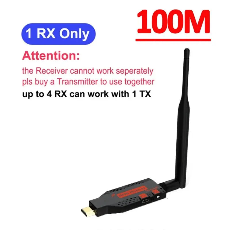1080P 150m Wireless HDMI-Compatible Extender 1 TX to4 Splitter Video Transmitter Receiver for PS4 Camera Laptop PC to TV Monitor Oasis Select 100M RX