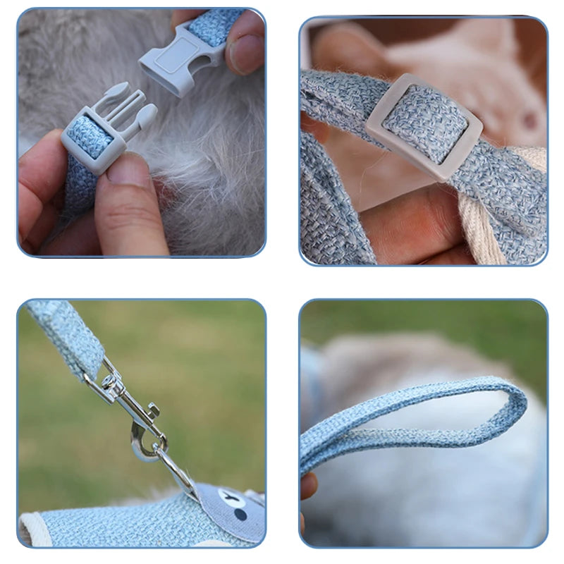 Cat Dog Harness with Lead Leash Adjustable Vest Mesh Breathable Adjustable Chest Harness Outdoor Walking Cat Pet Supplies Oasis Select