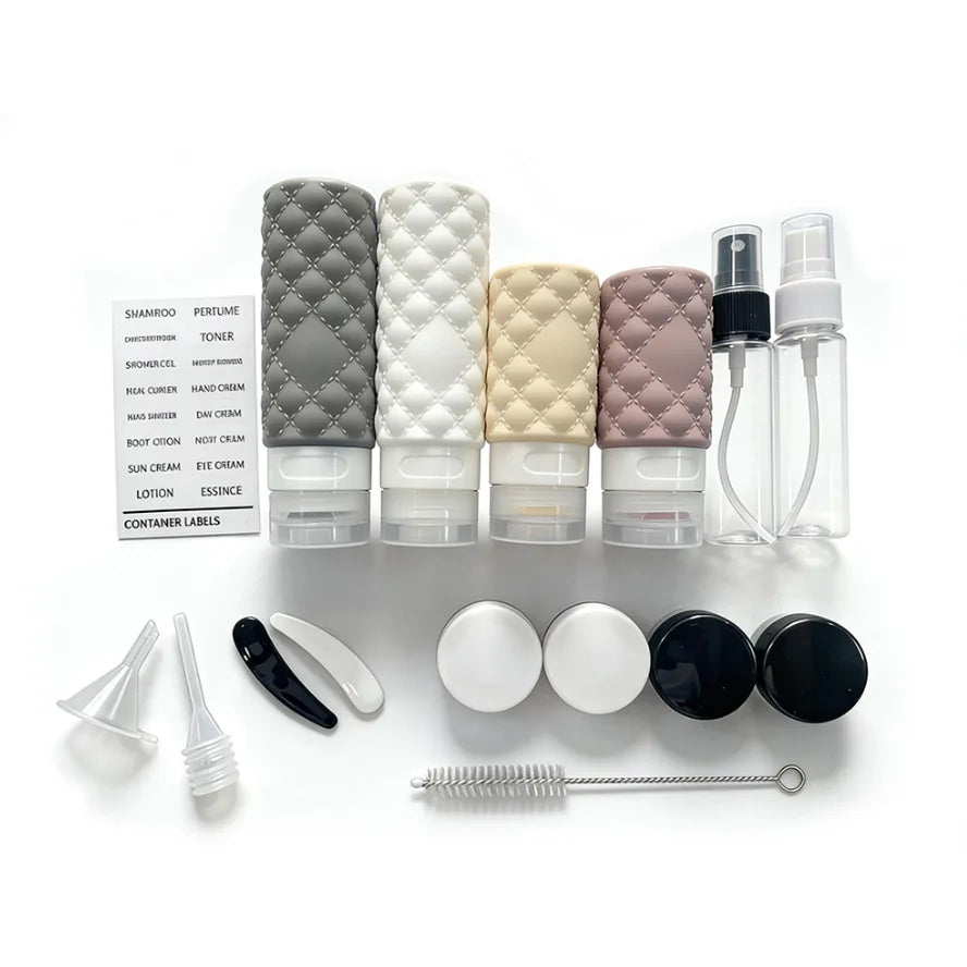 Travel Portable Refillable Bottle Set, Empty Sample Bottles for Shampoo Shower Gel Makeup Remover Oasis Select Frosted Set