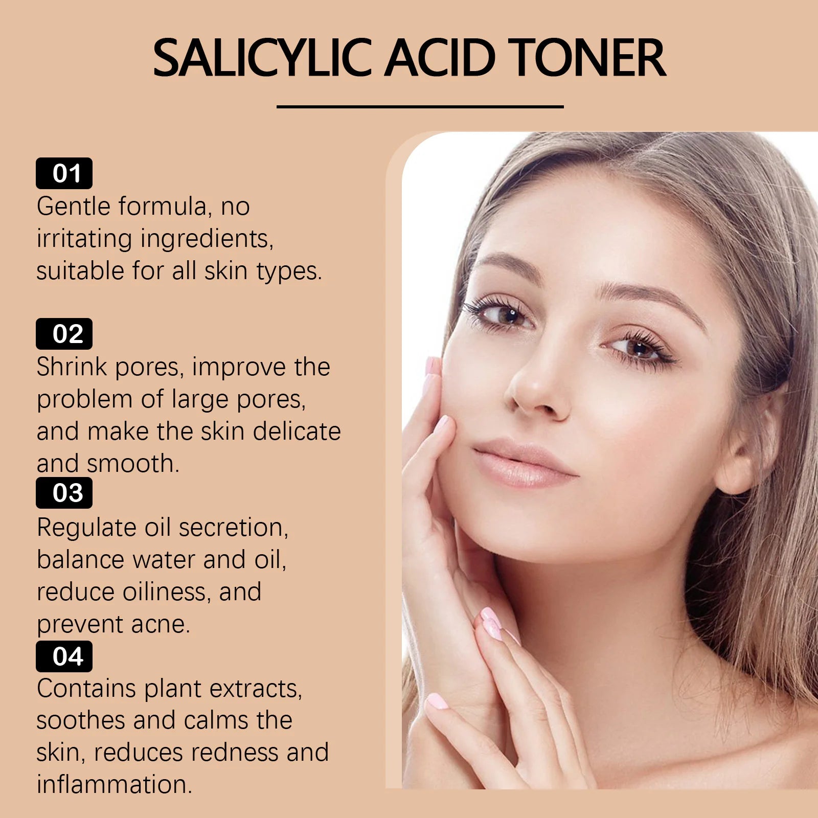 Salicylic Acid Toner for Acne Removing Control Oil Shrink Pores Remove Pimple Exfoliating Moisturizing Brighten Facial Toner Oasis Select