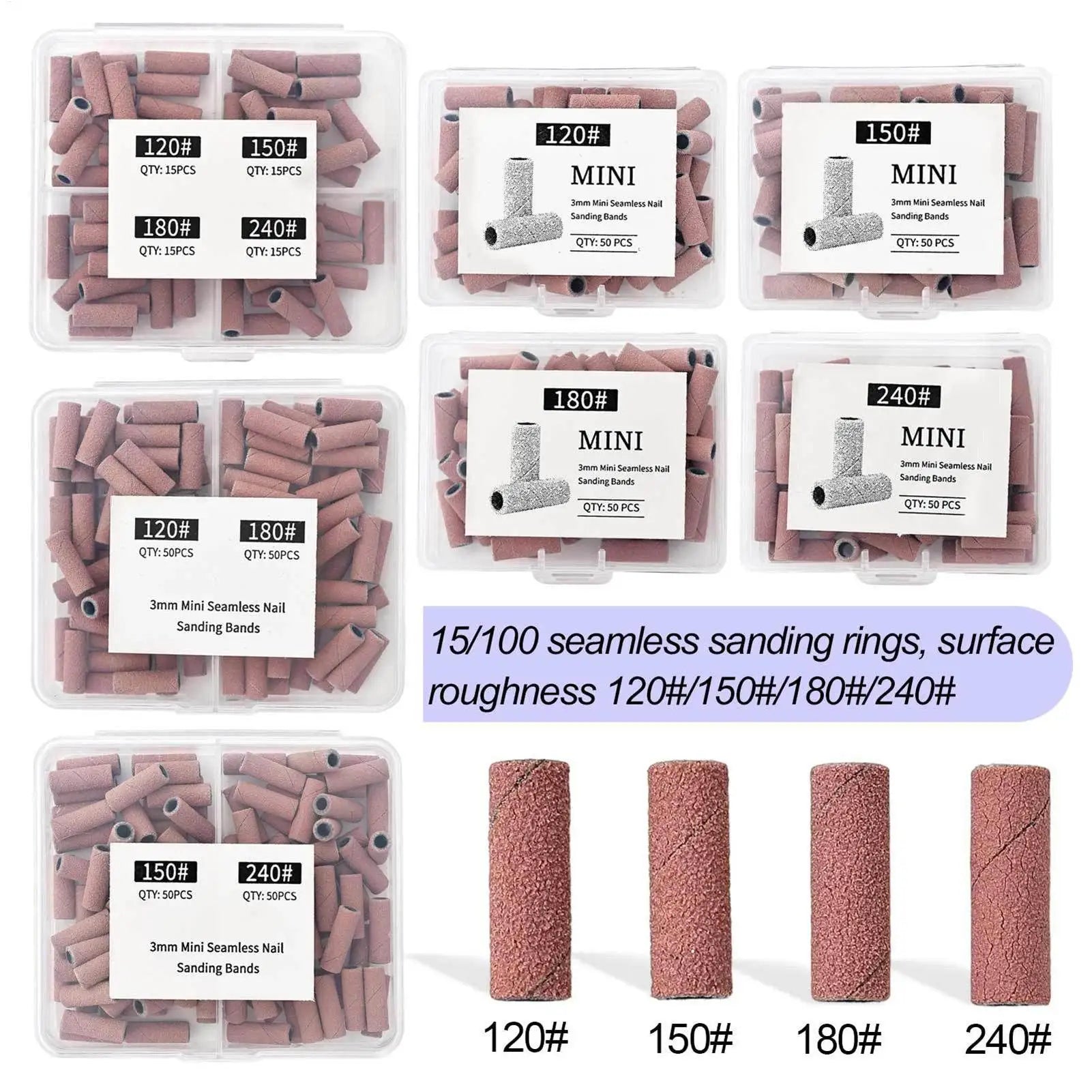 50pcs Nail File Sanding Bands Nail Drill Bits Sanding Bands for Electric Machine File Grinder Sand Band Nails Gel Polish Remove Oasis Select
