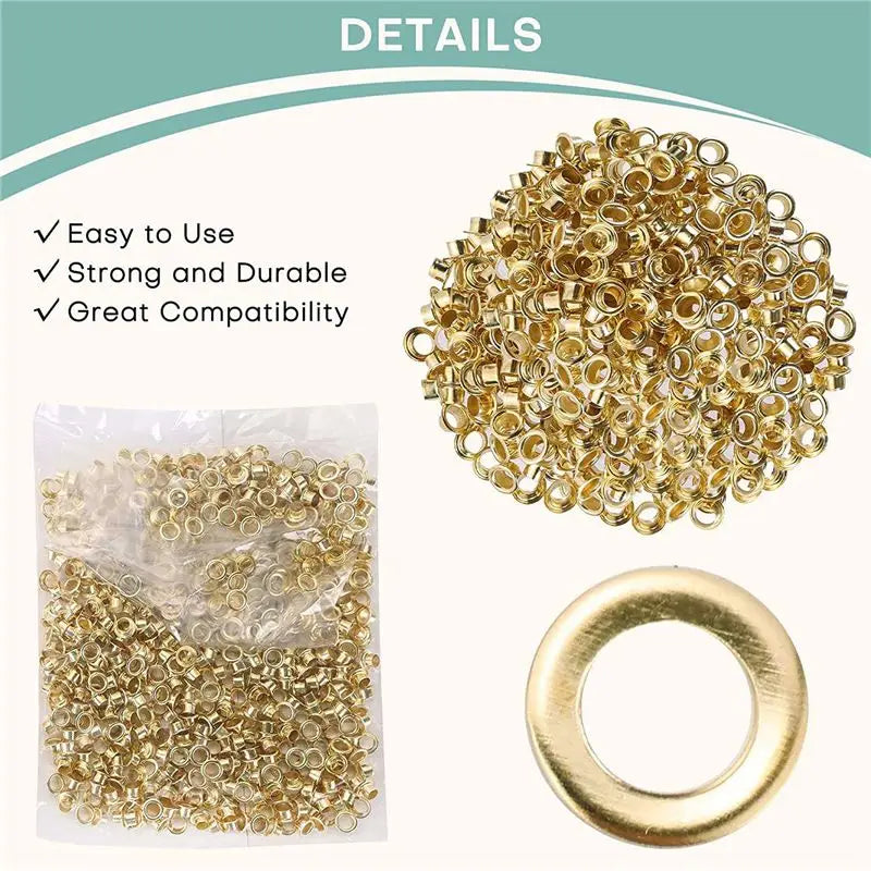 LIKE WISH Grommet Tool Kit Grommet & Washer Grommet Kit 500Pcs, 2 Grommets Kit, Suitable For Leather Bags Banner Oasis Select