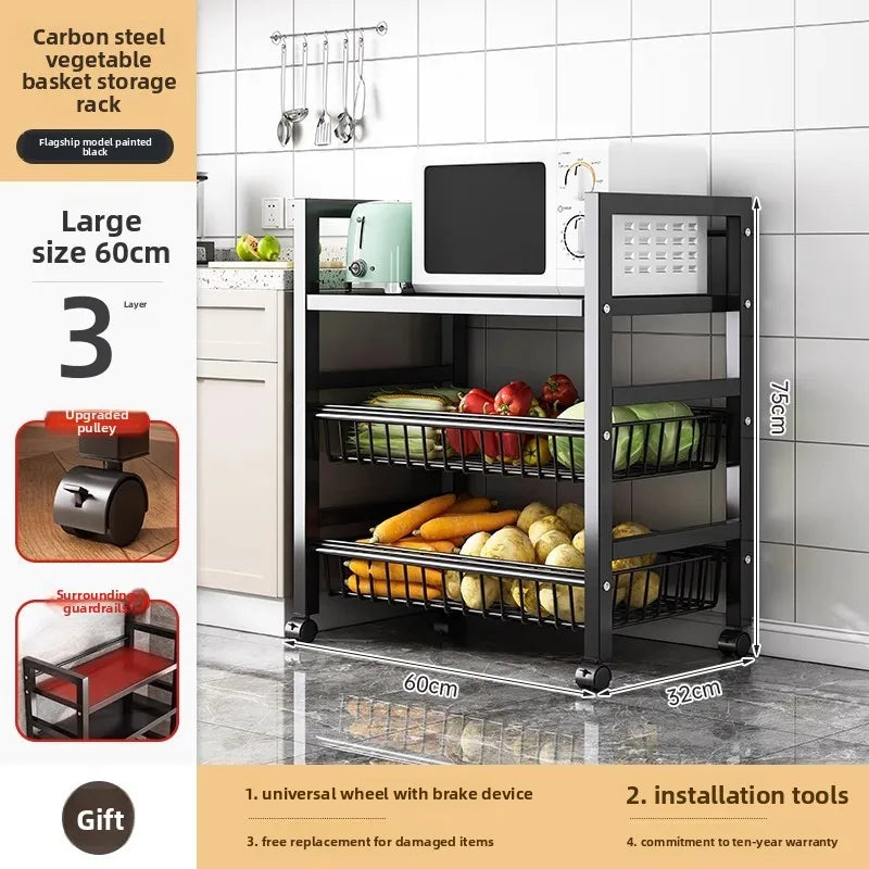 Kitchen vegetable basket rack floor-to-ceiling multi-layer stainless steel shelf new multi-functional kitchen utensils storage Oasis Select 9
