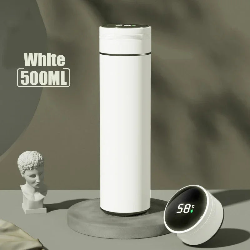500ML Temperature Display Thermos Cup Stainless Steel Divided Thermos Bottle Outdoor Vacuum Insulated Cup Father's Day Gift Oasis Select White 500ml