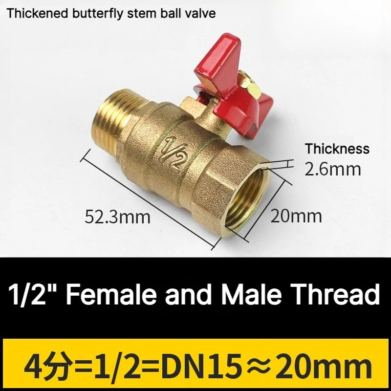 1/4" 3/8" 1/2" 3/4" Female To Female Thread Two Way Brass with Butterfly Handle Shut Off Ball Valve for Fuel Gas Water Oil Air Oasis Select 1l2 Female and Male