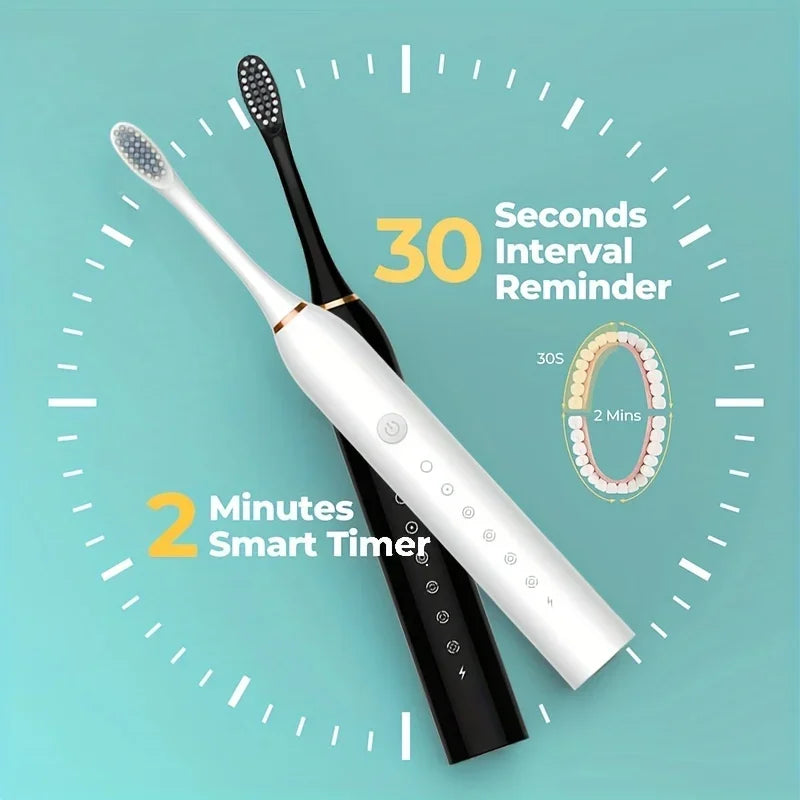 Electric Toothbrush Soft Bristles 6 Speed Automatic for Adults & Kids Universal Smart Charging All Ages Compatible Oasis Select