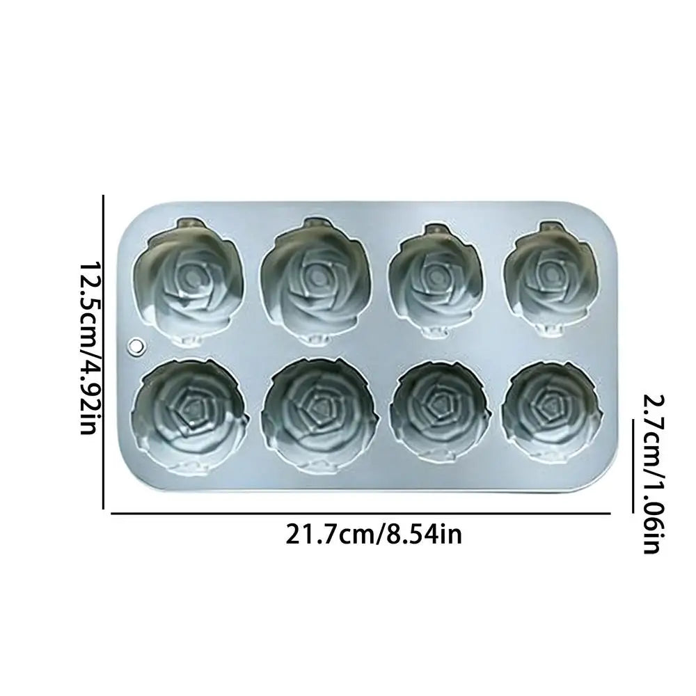 8 Holes Rose Flower Silicone Molds Handmade Soap Candle Silicone Mold DIY Cake Chocolate Baking Tools Ice Cubes Making Mould Oasis Select Blue