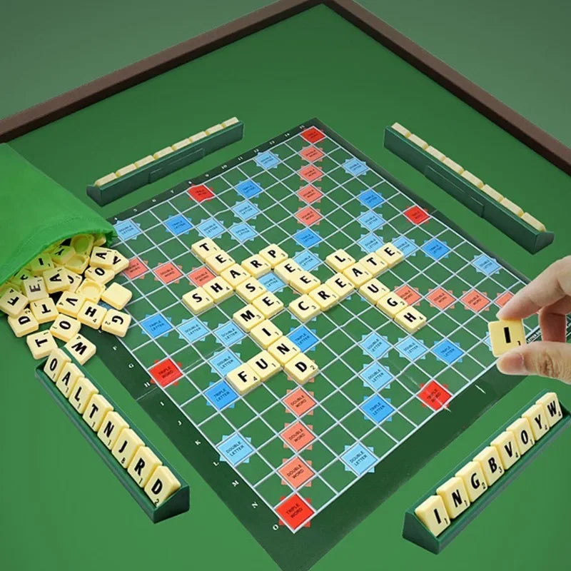 2-4 People English Spelling Solitaire Box Alphabet Chess Educational Toys Travel English Alphabet Scrabble Puzzle Board Game Oasis Select