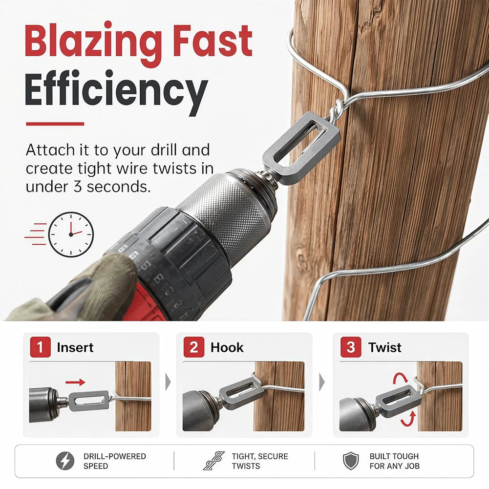 Semi-Automatic Wire Twisting Tool | Rebar & Fence Drill Bit