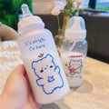 400ml Cute Strawberry Bear Water Bottle 400ml Frosted Drinking Bottles Portable Leakproof Transparent Cup Girls Kids Adult Oasis Select Matte Blue