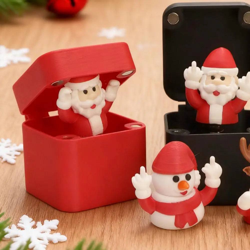 Christmas Middle Finger In A Box Prank Figure Home Party New Year Bouncing Character Statue Decoration Prop Special Special Gift Oasis Select