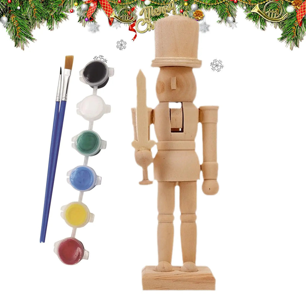 Paint Your Own Wooden Nutcracker Soldiers Wooden Unpainted Soldiers Wood Nutcracker Unfinished with Paint Kit for Kids Adults Oasis Select