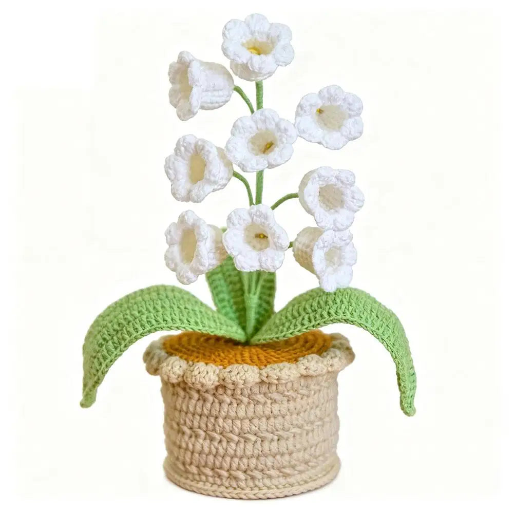 Handmade Crochet Orchid LED Night Light | Flower Pot Desk Lamp
