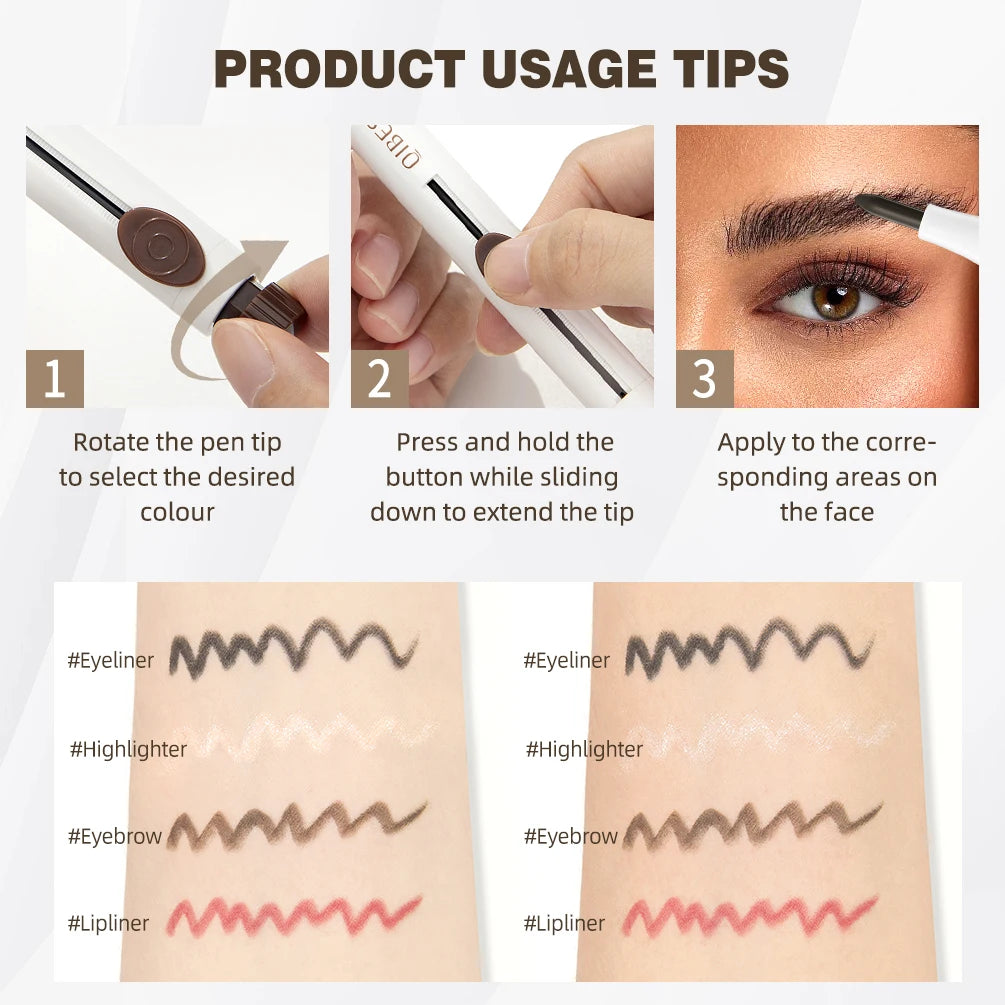 QiBest 4-in-1 Makeup Pen – Eyeliner, Brow, Lip & Highlighter