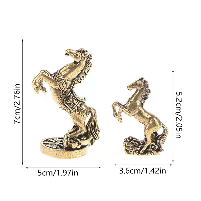 Bronze Horse Desktop Decoration Living Room Tea Table Sculpture Metal Craft Home Decorations Chinese Zodiac Horse Statue Oasis Select