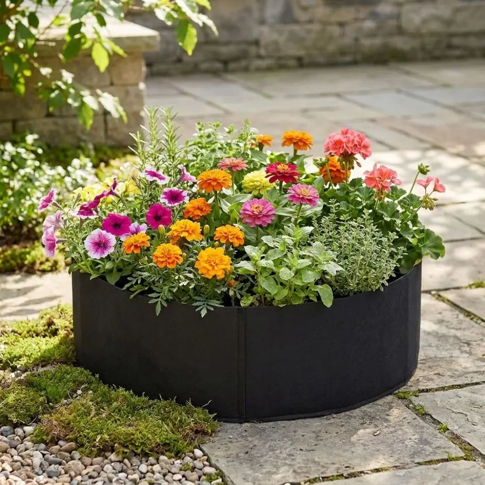 7 Grids Garden Grow Bags Circular Freestanding Divided Planter Root Aeration Heavy Duty Felt Raised Garden Bed Oasis Select
