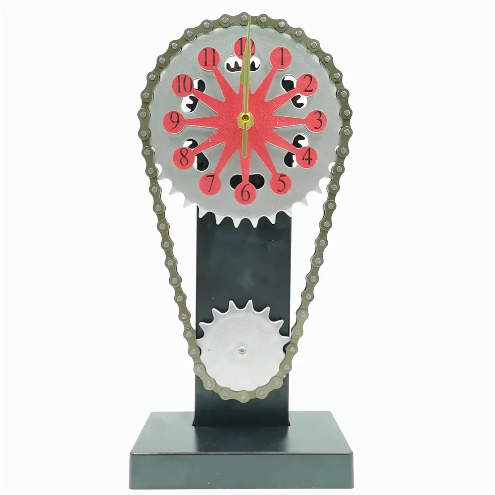 Creative Mechanical Rotation Gear Chain Clock Desktop Decoration Home Fashion Decoration Light Luxury Clock Retro Clock Oasis Select Red