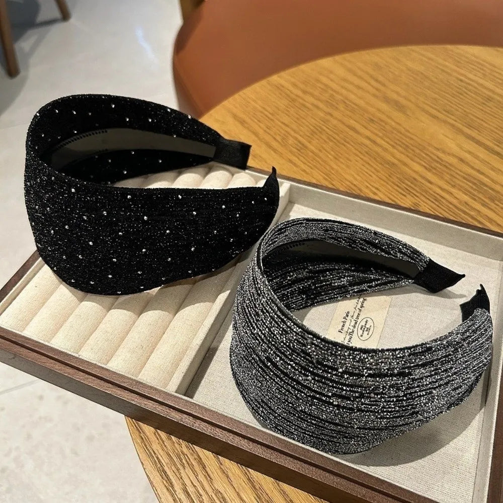 Elegant Sparkling Rhinestones Headband Extra Wide Full Moon Star High-crowned Hair Hoop Deluxe Hairband Party Hair Accessory Oasis Select