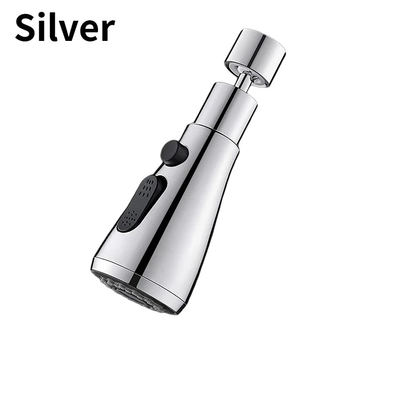 2 In 1 Kitchen Faucet Extender Universal 720° Rotate Pull Out Kitchen Tap Multi-mode Strong Flushing Booster Kitchen Accessories Oasis Select Silver
