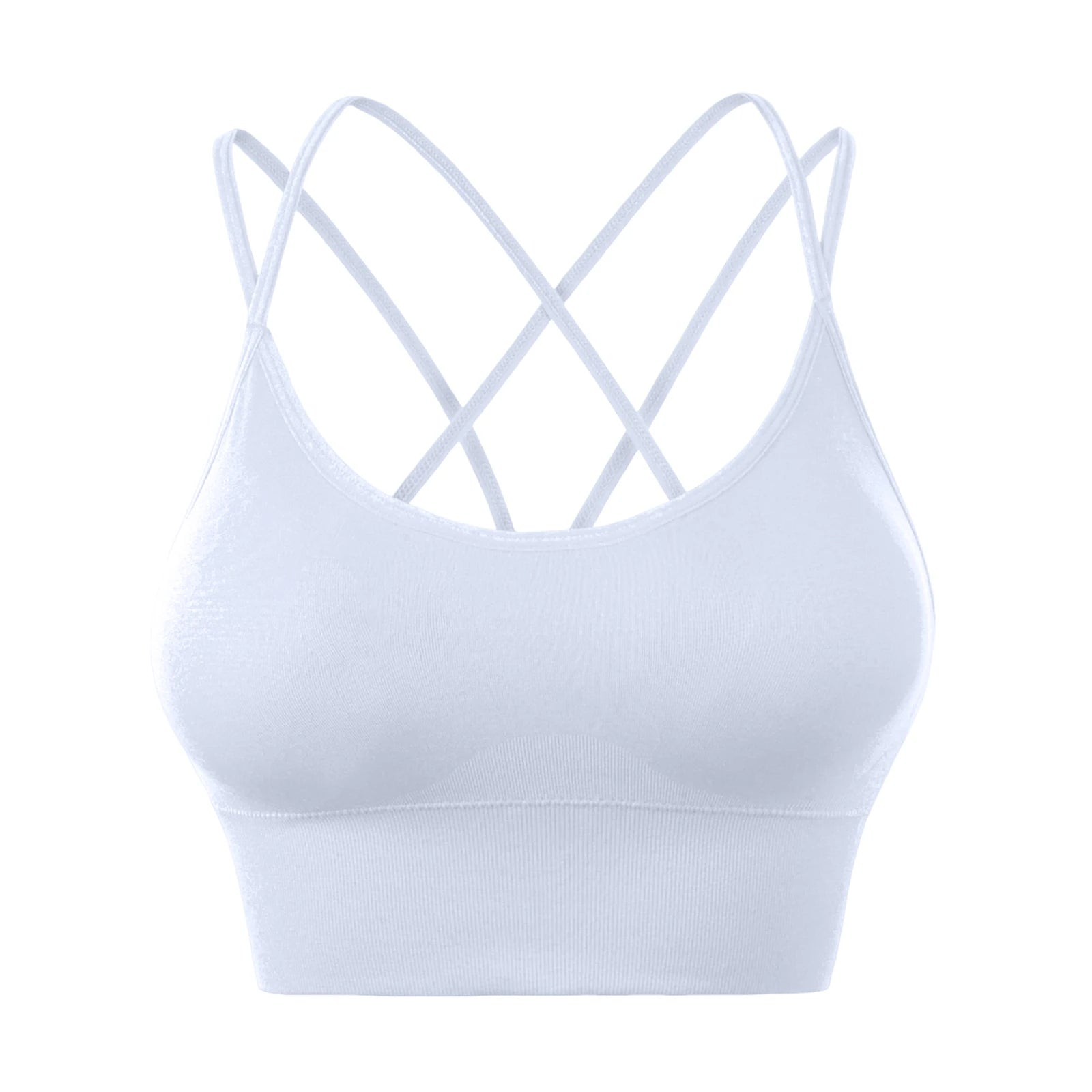 Wirefree Sports Bra Women's Sexy Back Shockproof Fitness Crisscross Brassiere Training Sports Running Yoga Tank Tops Sportswear Oasis Select White 34