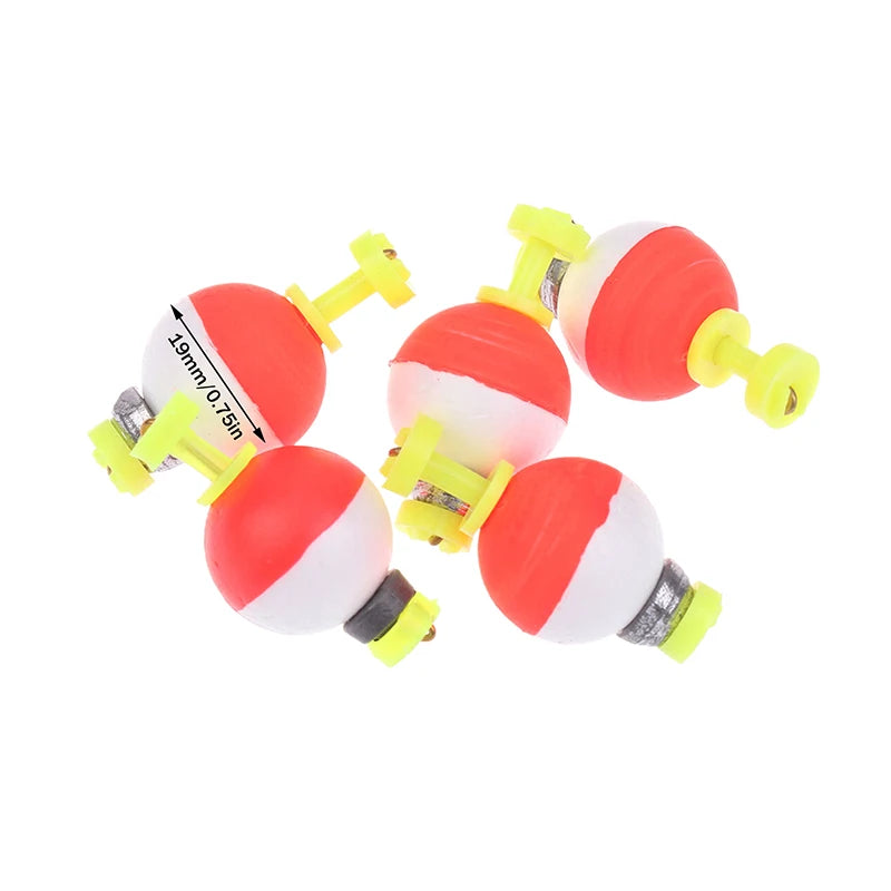 5Pcs Snap-On Ball Fishing Bobber Floats Weighted Bobbers EVA Foam Corks For Crappie Bluegill Panfish Catfish Oasis Select D1