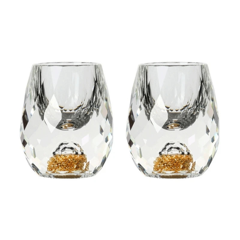 2/6pcs Luxurious Crystal Golden Mountain Shot Glass, Exquisite Handcrafted Spirits Glasses for Whiskey, Vodka & Home Bar Decor Oasis Select 2Pcs <50ml