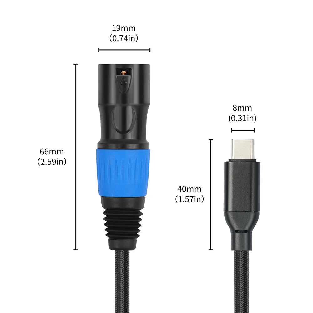 USB-C to XLR Male Cable | 24Bit/96kHz DAC, Plug & Play Audio Adapter Cable Oasis Select