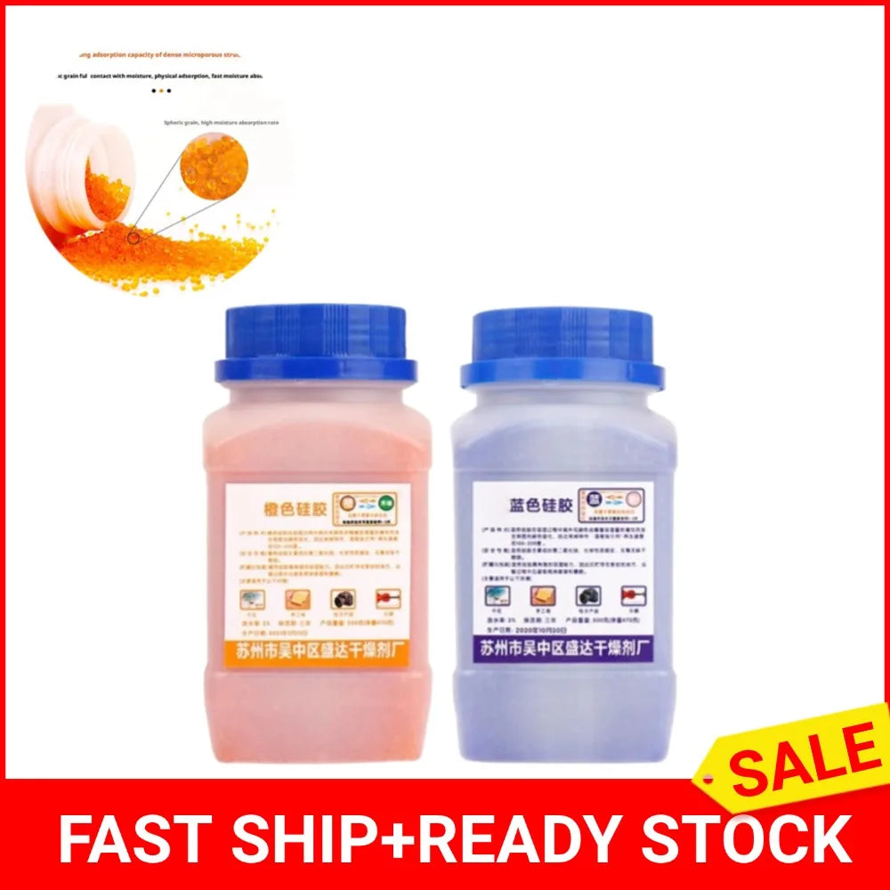 500g Waterproof Moisture Absorber with Packaging Bule Orange Reusable Silica Gel Beads Desiccant Moisture Absorber Dehumidifier Oasis Select