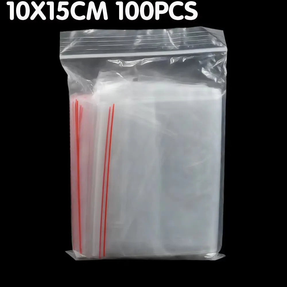 100/200/300pcs Small Zip Lock Plastic Bag Reclosable Transparent Bag Shoe Bag Vacuum Bag Poly Clear Bags Thickness 0.05mm Oasis Select 10x15CM 100pcs