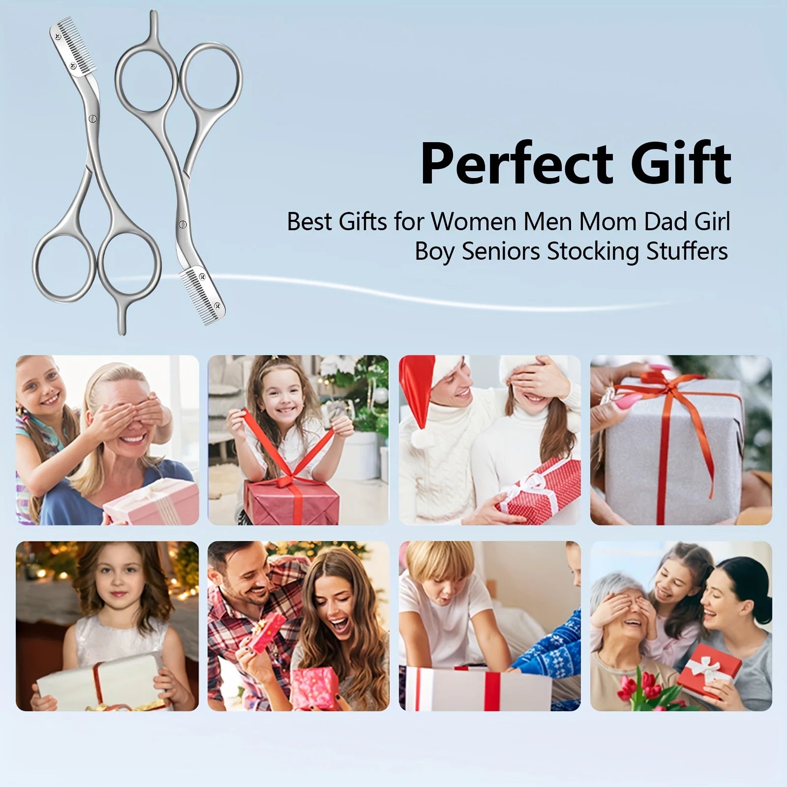 Professional Stainless Steel Eyebrow Scissors with Comb - Anti Allergic Ergonomic Dual Hand Design, Precise Shaping Oasis Select