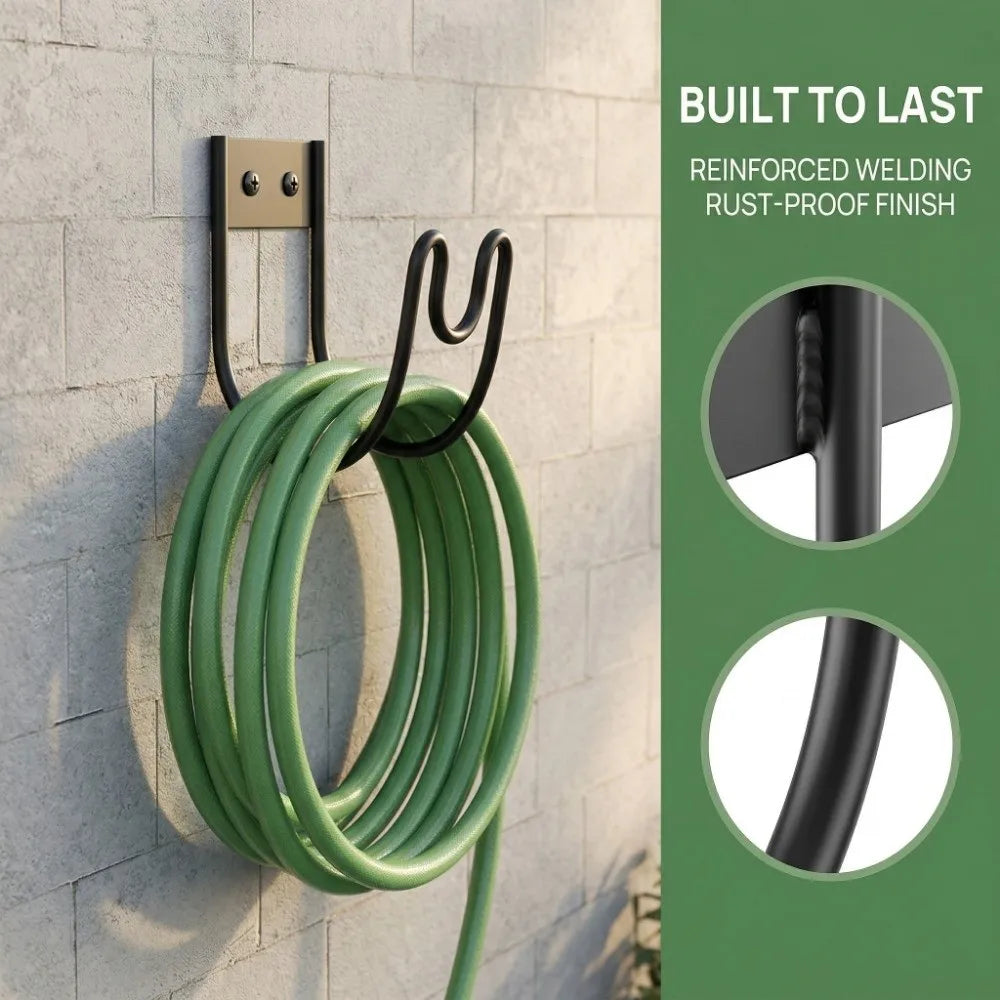 Rust Proof Garden Hose Holder Wall Mount Durable Flex Hose Hanger Heavy Duty Extension Cords Storage Metal Wire Holder Outdoor Oasis Select
