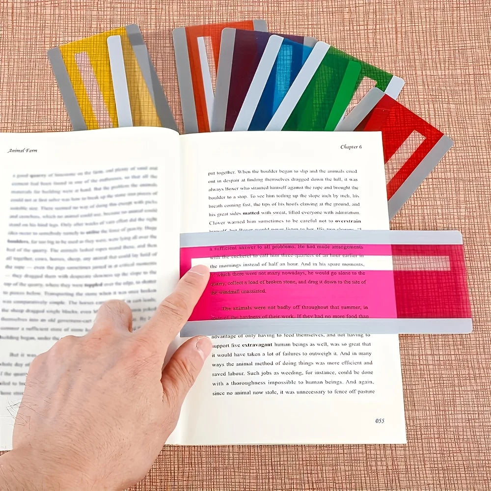 2 Pieces Large Size Guided Reading Strips Highlight W85 Overlays Multicolor Reading Tracking Rulers for Dyslexics Bookmarks Oasis Select