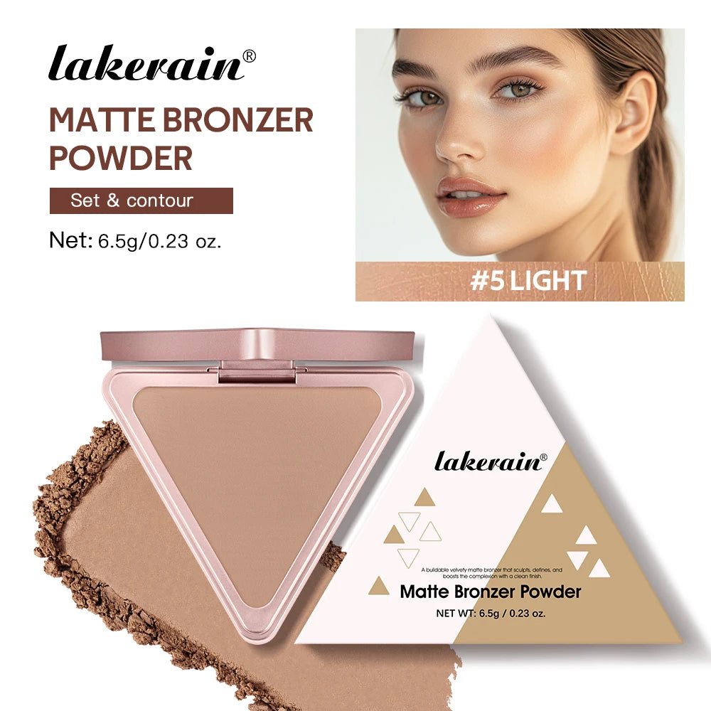 Lakerain Matte Bronzer Powder Long Lasting Makeup Effect Waterproof Sweatproof Setting Powder Oil Control Bronzer Face Makeup Oasis Select LIGHT