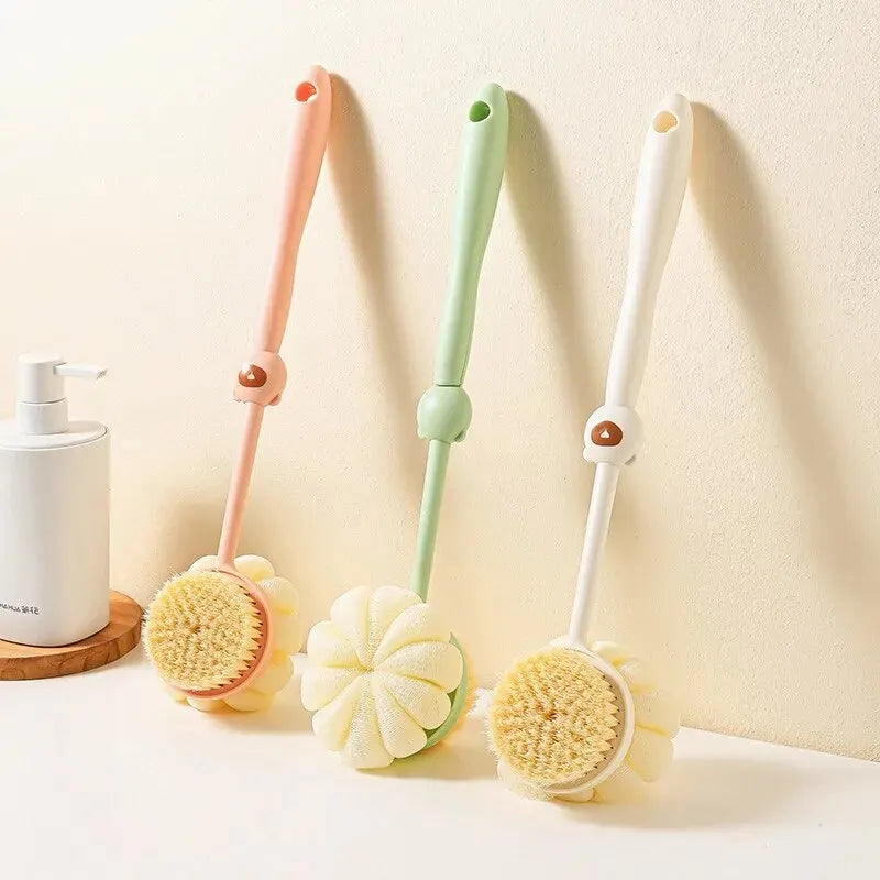 Double-Sided Silicone Body Brush | Long Handle Back Scrubber
