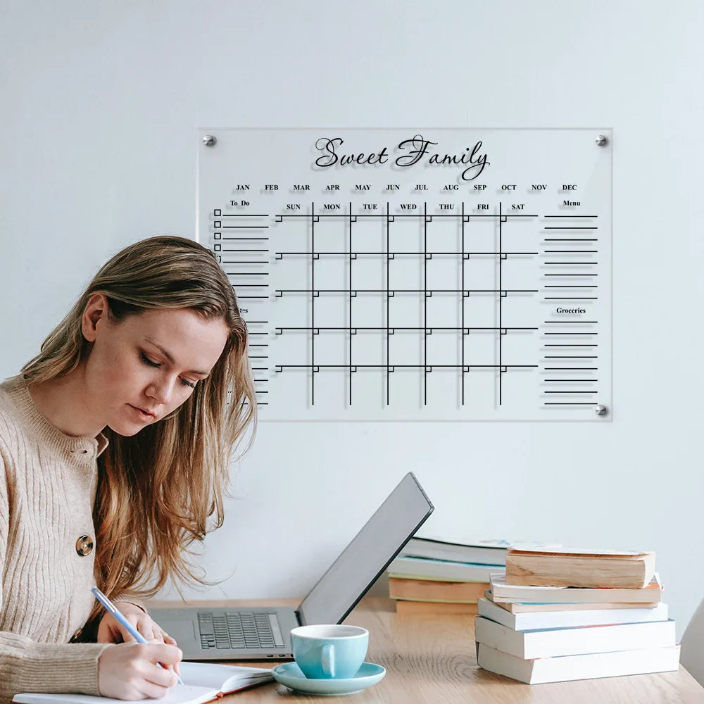 Acrylic UV printed calendar table study wall weekly plan can be erased itinerary Oasis Select