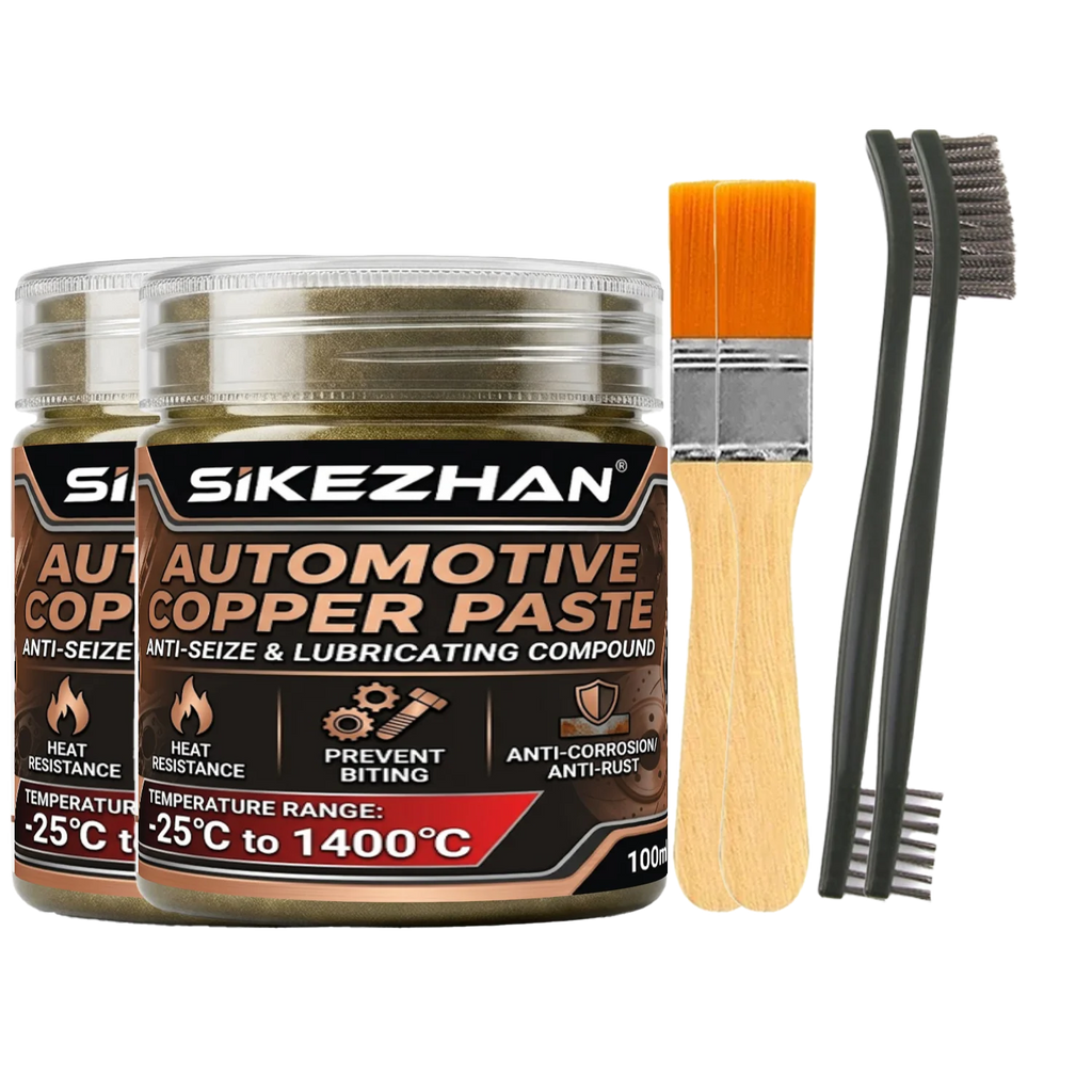 High Temperature 1400°C Copper Anti-Seize Grease Lubricant for Auto Brake Exhaust Spark Plug Bolt with Applicator Brushes Repair Oasis Select 2 SET
