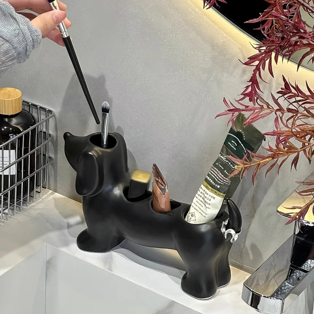 Dachshund Ceramic Electric Toothbrush Holder Storage Rack Bathroom Sink Washstand Toothbrush Base Bathroom storage support Decor Oasis Select