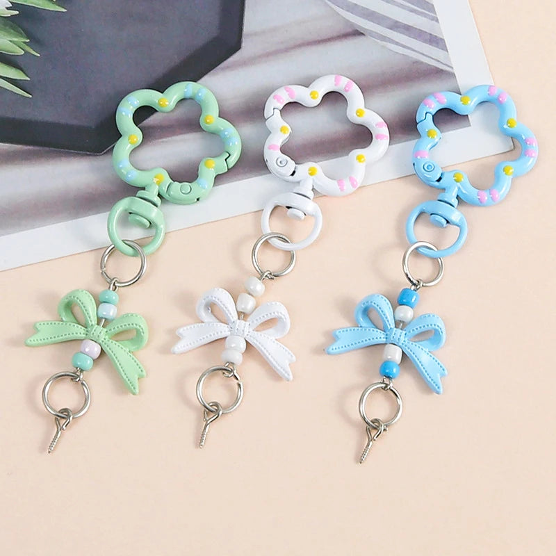 5pcs Candy Color Metal Metal Lanyard Snap Hook Lobster Clasp Bow Charms with Screw Eye Pins for DIY Keychain Crafts Jewelry Make Oasis Select