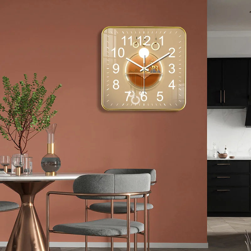 New Square Wall Clock Modern Fashion Light Luxury Wall Clock Mute Living Room Bedroom Quartz Clock Oasis Select 2 35cm X 35cm