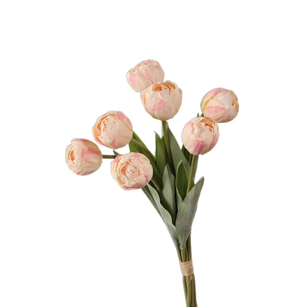 7-Head Artificial Silk Tulip Branches | Realistic Faux Flowers