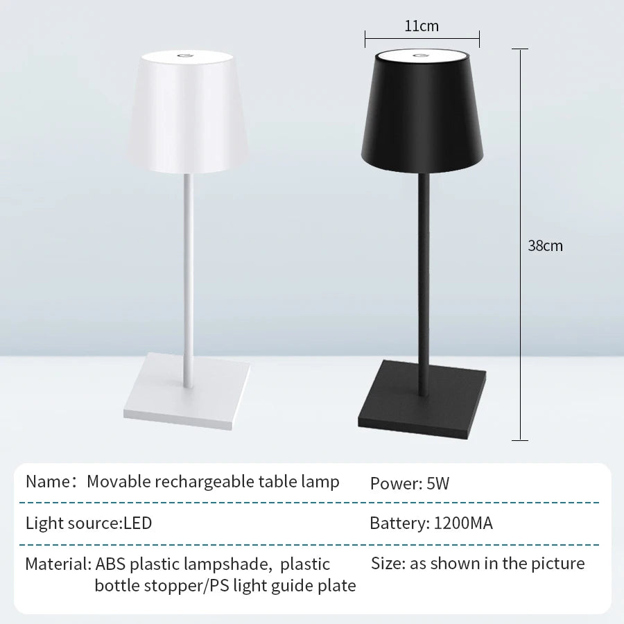 Rechargeable LED Table Lamp Touch Switch 3 Levels Dimmable Desk Lights Bar Club Dinner Creative Decorative Ambient Lighting Oasis Select
