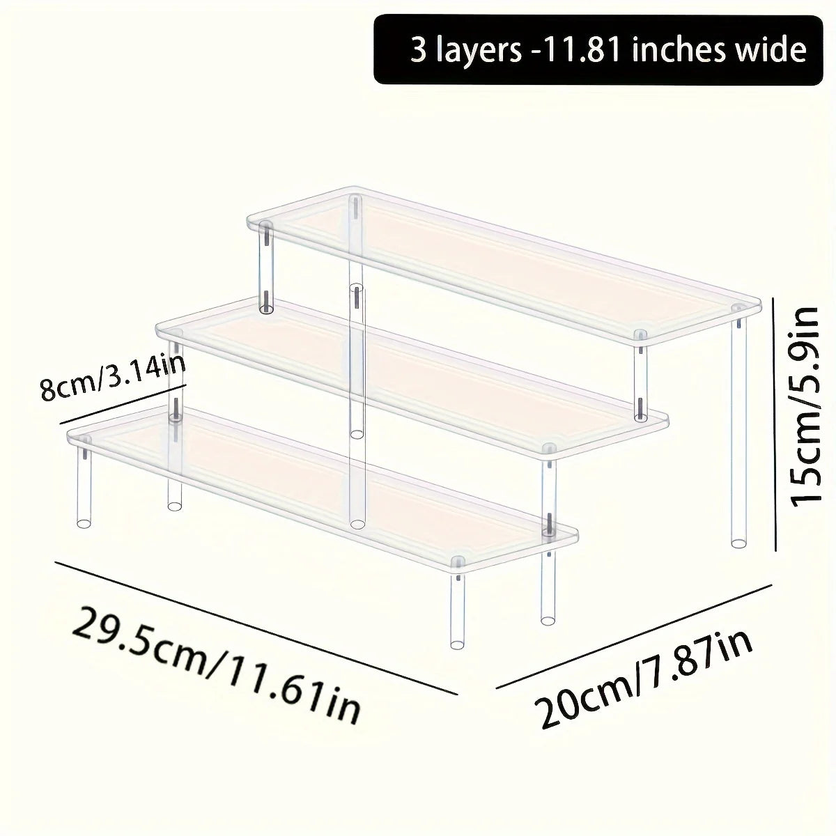 1pc Multifunctional Acrylic Transparent Stepped Cake Stand Paper Cup Cake Dessert Display Stand Suitable for Parties Oasis Select 3layer- Transparent
