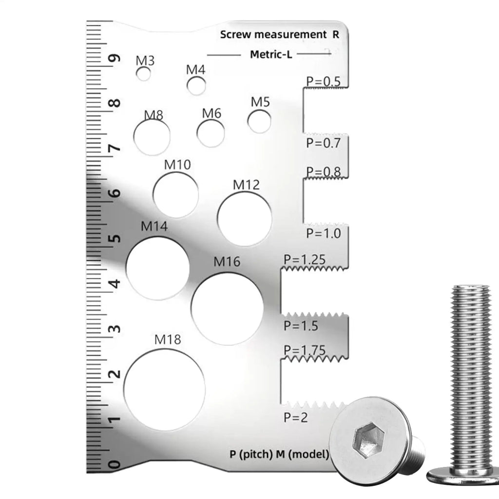 Thread Checker Bolt and Nut Gauge Stainless Steel Screw Sizing Tool for Woodworking Carpenters Engineers Construction Site Oasis Select