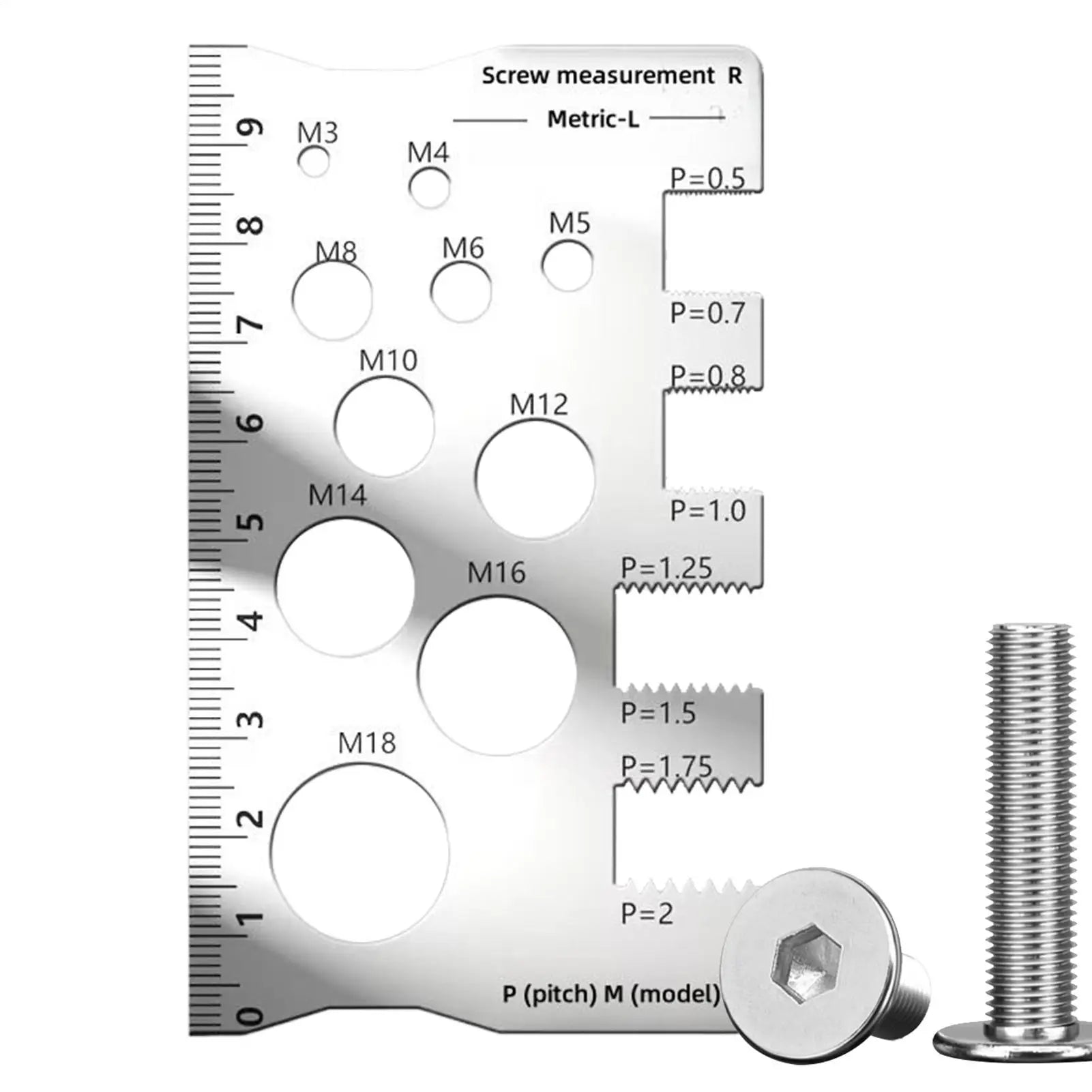 Thread Checker Bolt and Nut Gauge Stainless Steel Screw Sizing Tool for Woodworking Carpenters Engineers Construction Site Oasis Select