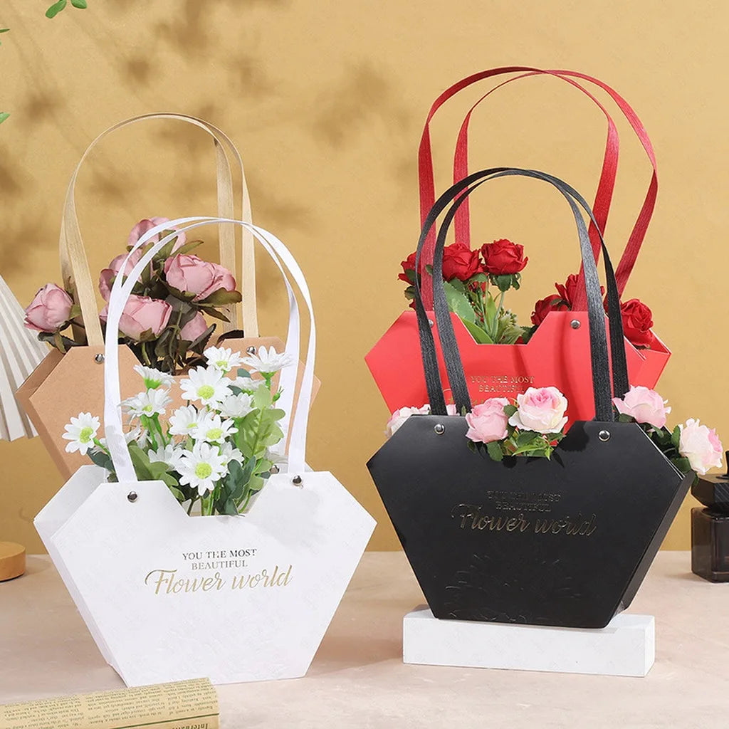 Heart-Shaped Paper Flower Gift Box with Handle | DIY Floral